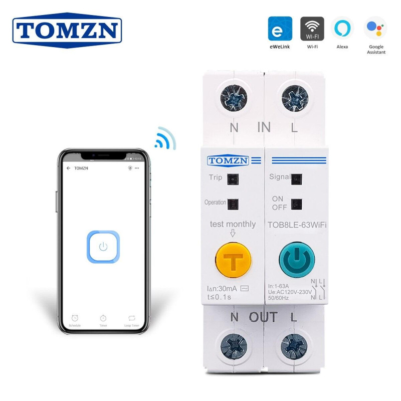 Ewelink WIFI ON-OFF SWITCH Breaker 63A 2P with LEAKAGE Protect